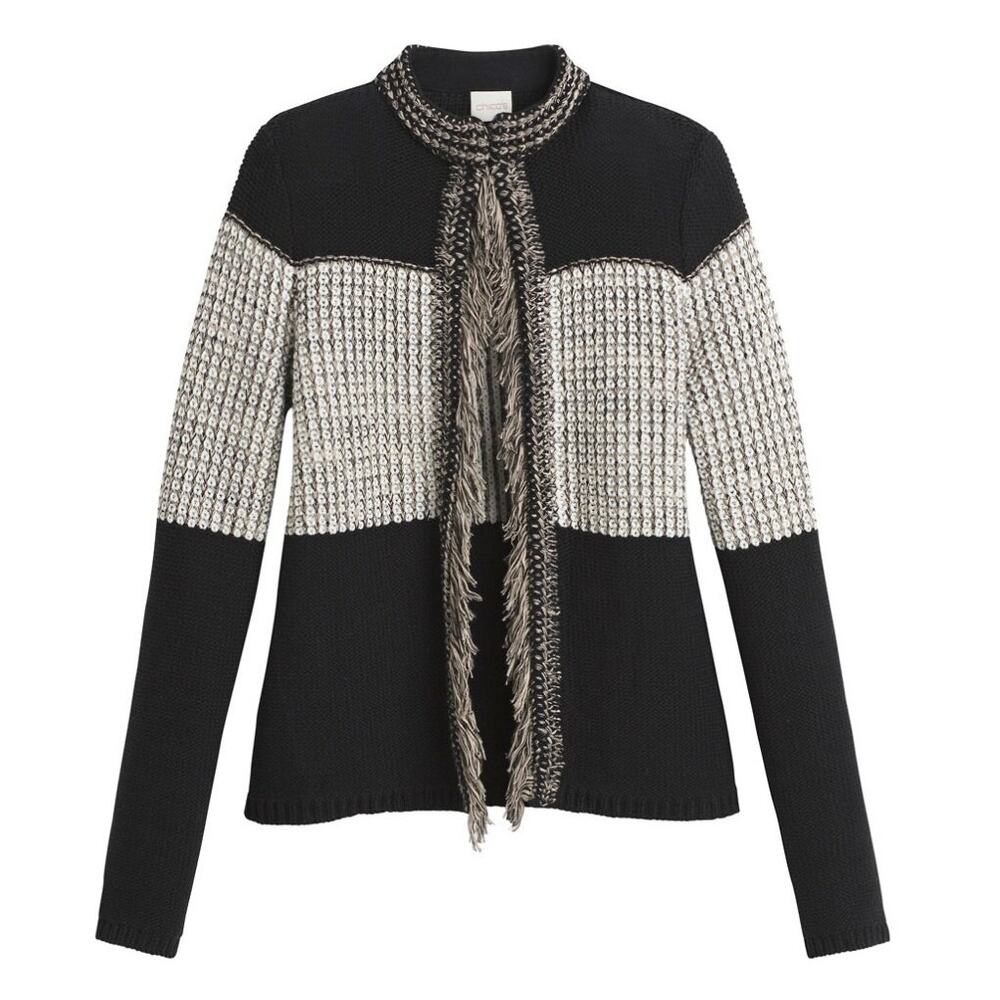 CHICO'S Colorblock Knit Arlene Open Cardigan Sweater // Small